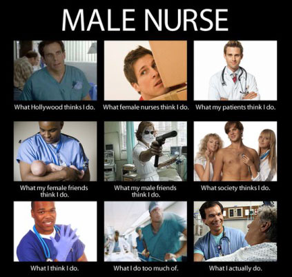 What everyone thinks about male nurses -meme